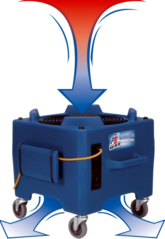 Powr-Flite® PDF6WRD Downdraft Floor Dryer With Handle & Wheels - 2 Speed, 1/4 HP, 3500 CFM